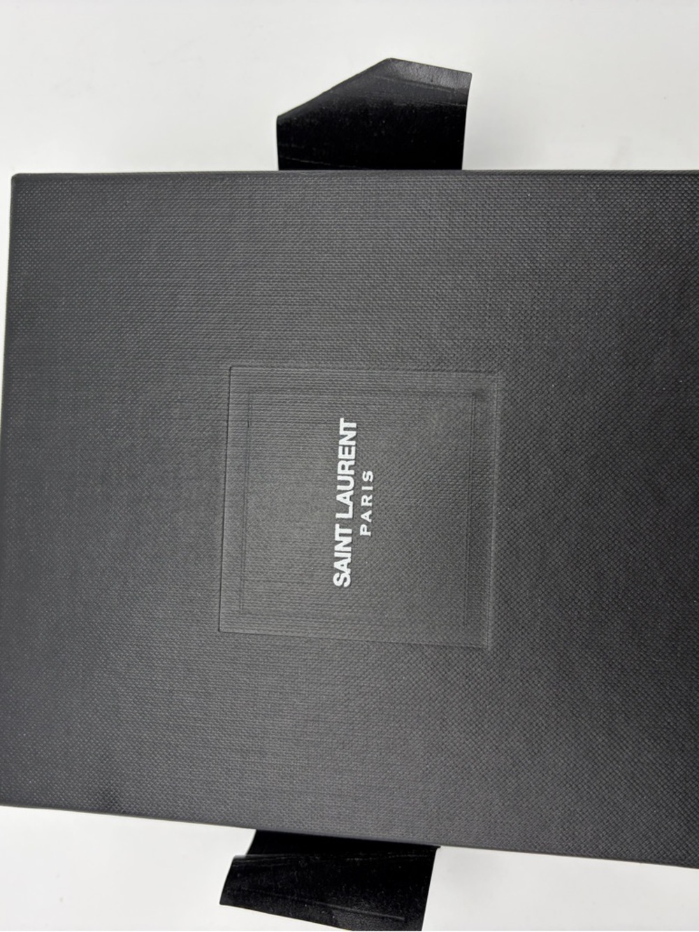 Saint Laurent Paris Black crystal-embellished lace tights; small